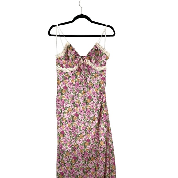 Princess Polly Pink Floral Print Lace Trim Maxi Dress size 10 - Picture 2 of 9